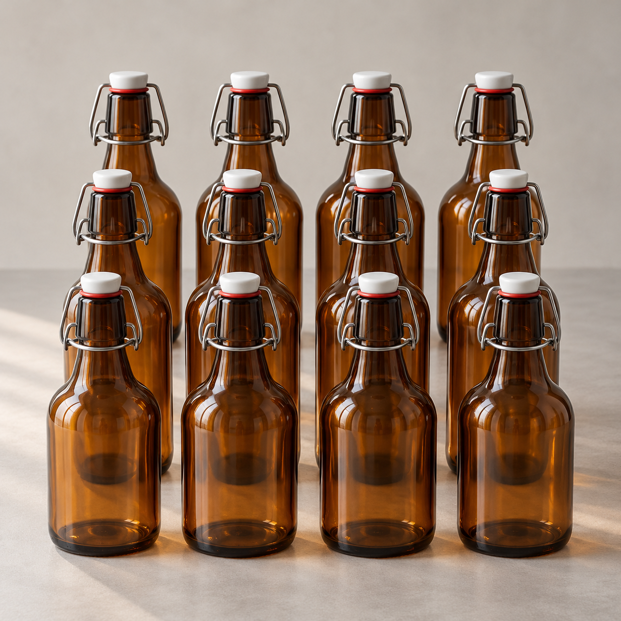 Swing-top glass bottles